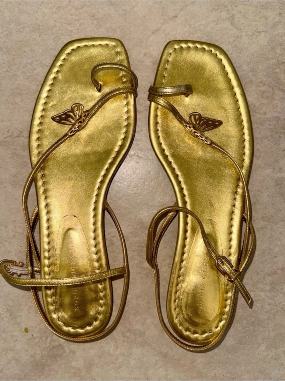 Sophia Webster Gold Butterfly Strap Sandals